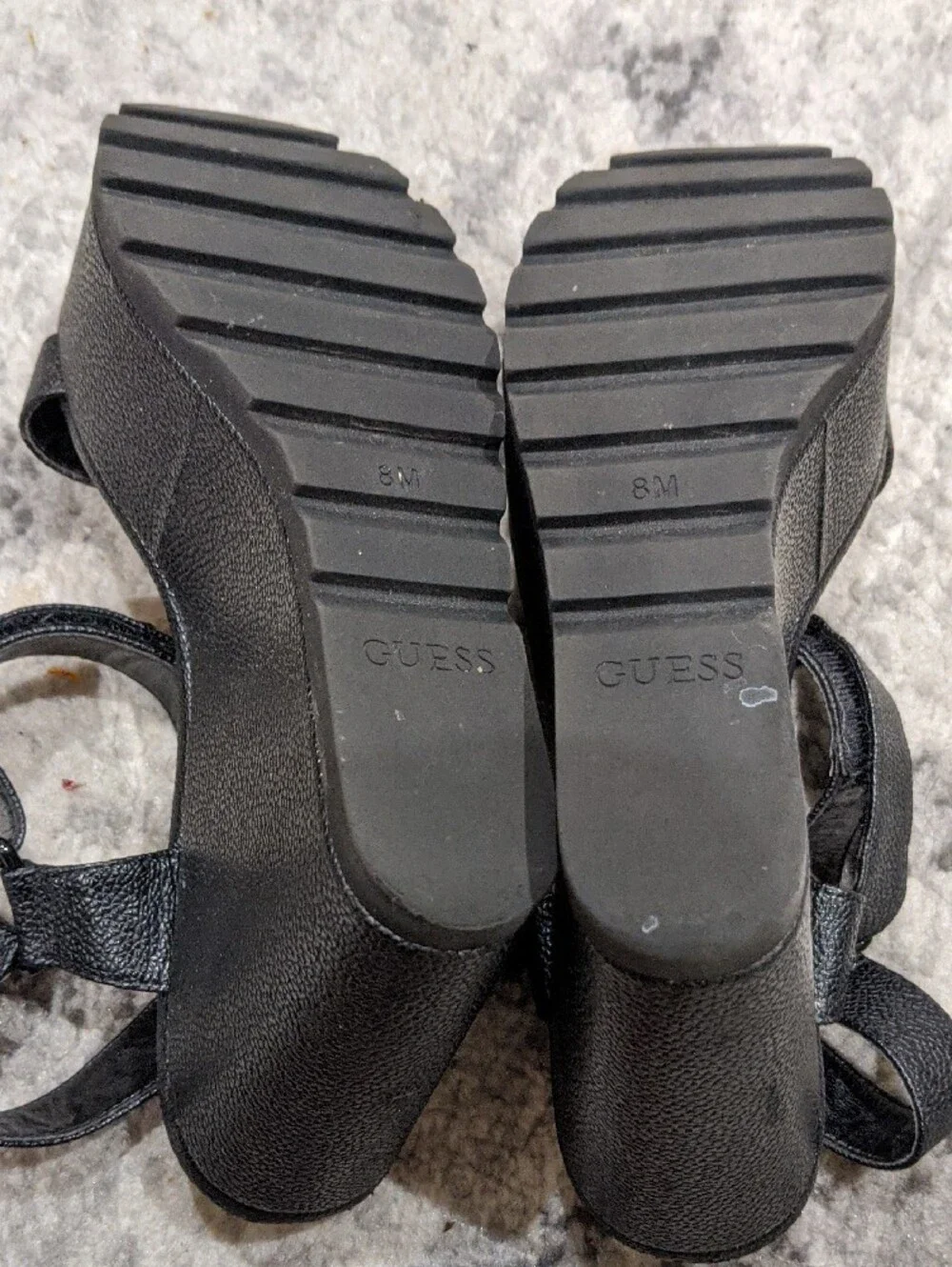 Guess Black Platform Wedge Sandals with Ankle Straps